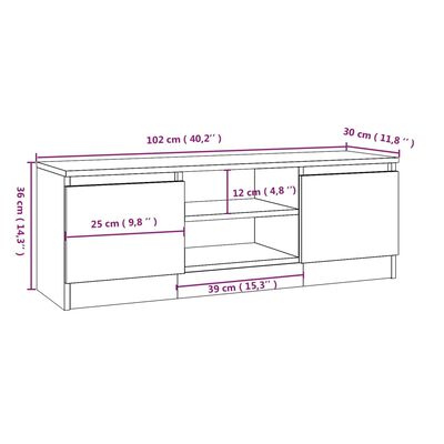 vidaXL Mobile Porta TV con Anta Bianco 102x30x36 cm