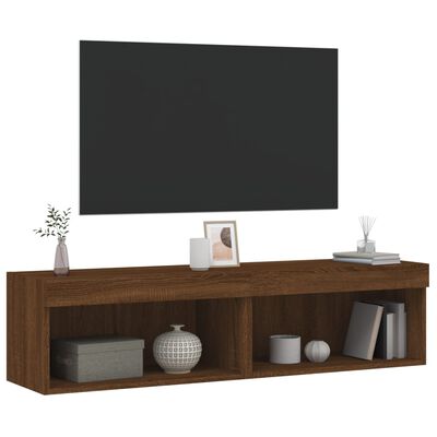 vidaXL Mobili Porta TV con Luci LED 2 pz Rovere Marrone 60x30x30 cm