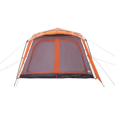 vidaXL Tenda Famiglia Portico 9 Pers. Grigio Arancione Rilascio Rapido