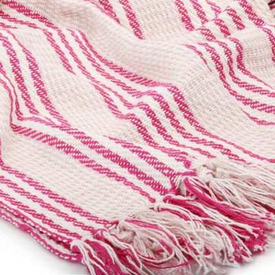 vidaXL Copriletto in Cotone a Righe 220x250 cm Rosa e Bianco