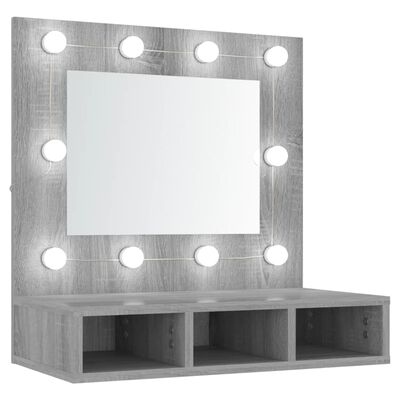 vidaXL Mobile a Specchio con LED Grigio Sonoma 60x31,5x62 cm