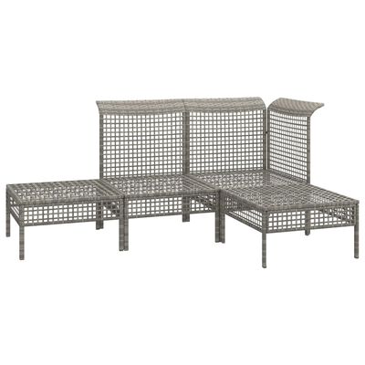 vidaXL Set Divani da Giardino 4 pz con Cuscini in Polyrattan Grigio