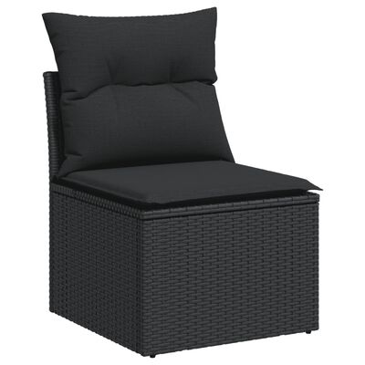 vidaXL Set Divano da Giardino 6 pz con Cuscini Nero in Polyrattan