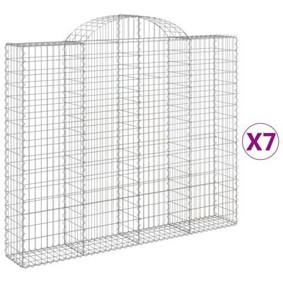 vidaXL Cesti Gabbioni ad Arco 7 pz 200x30x160/180 cm Ferro Zincato