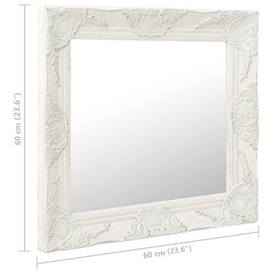 vidaXL Specchio da Parete Stile Barocco 60x60 cm Bianco