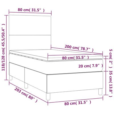 vidaXL Giroletto a Molle con Materasso Grgio 80x200 cm in Similpelle