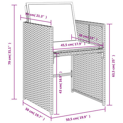 vidaXL Set Pranzo da Giardino 11 pz con Cuscini Beige Misto Polyrattan