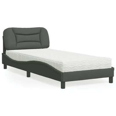 vidaXL Letto con Materasso Grigio Scuro 90x190 cm in Tessuto