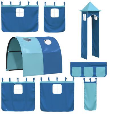 vidaXL Letto a Soppalco con Torre Bambini Blu 90x200cm Massello Pino