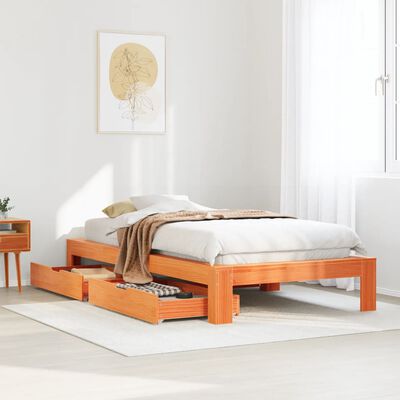 vidaXL Letto senza Materasso Marrone Cera 75x190 cm in Legno di Pino