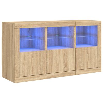 vidaXL Credenza con Luci LED Rovere Sonoma 123x37x67 cm