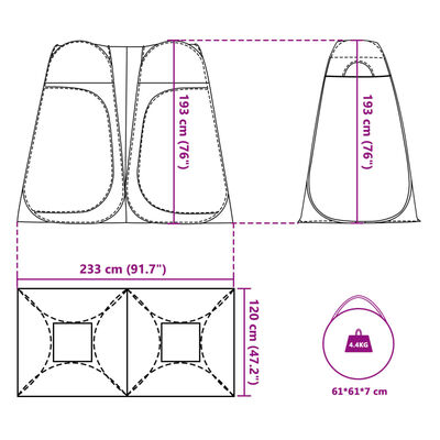 vidaXL Tenda Privacy Pop-Up Grigio e Arancione Impermeabile