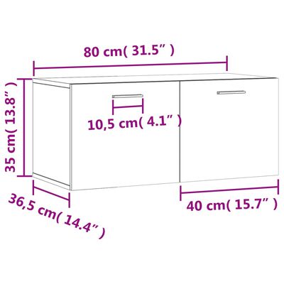 vidaXL Mobile a Parete Grigio Cemento 80x36,5x35 cm Legno Multistrato