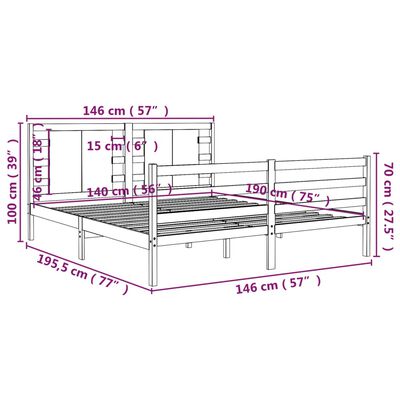 vidaXL Giroletto Bianco in Legno Massello di Pino 140x190 cm