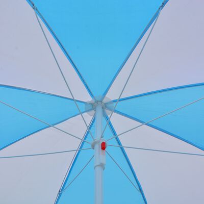 vidaXL Ombrellone da Spiaggia Blu e Bianco 180 cm in Tessuto