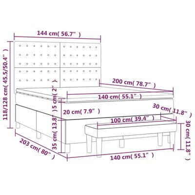 vidaXL Giroletto a Molle con Materasso Nero 140x200 cm in Tessuto