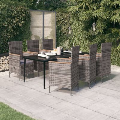 vidaXL Set da Pranzo da Giardino 7 pz con Cuscini Grigio