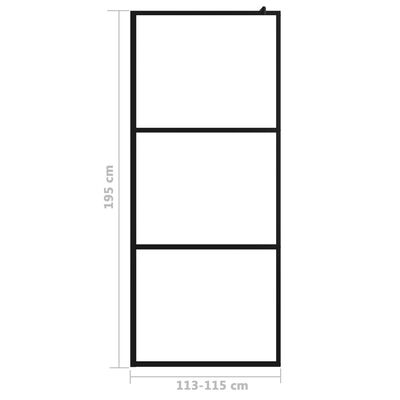 vidaXL Parete Doccia Walk-in in Vetro Trasparente ESG Nera 115x195 cm