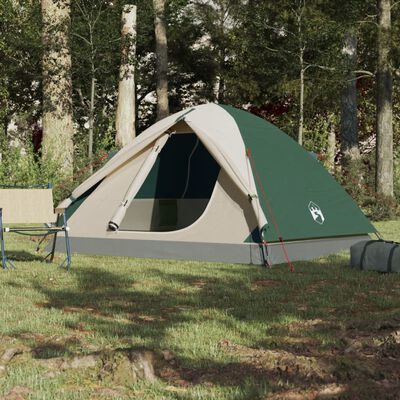 vidaXL Tenda da Campeggio a Cupola per 3 Persone Verde Impermeabile