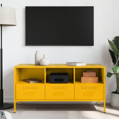 vidaXL Mobile TV Giallo Senape 100,5x39x50,5 cm in Acciaio