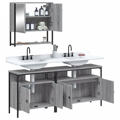 vidaXL Set Mobili da Bagno 3 pz Grigio Sonoma in Legno Multistrato