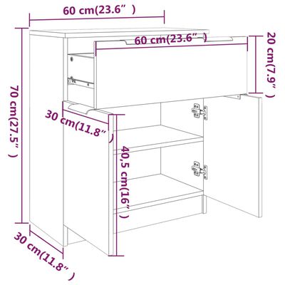 vidaXL Credenza Rovere Sonoma 60x30x70 cm in Legno Multistrato