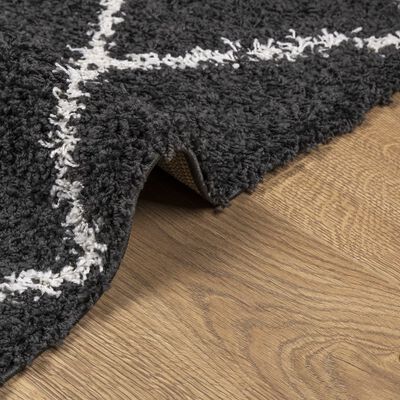 vidaXL Tappeto Shaggy PAMPLONA a Pelo Lungo Nero e Crema 240x240 cm