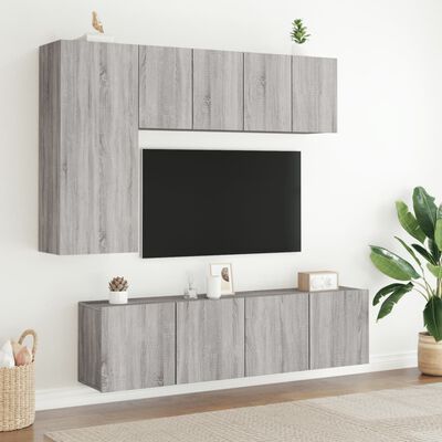 vidaXL Mobili TV a Parete 2pz Grigio Sonoma 60x30x41 cm