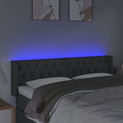 vidaXL Testiera a LED Grigio Scuro 163x16x78/88 cm in Tessuto