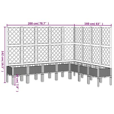 vidaXL Fioriera da Giardino con Traliccio Bianco 200x160x142 cm in PP