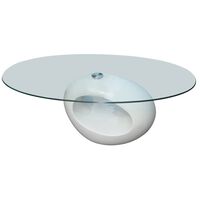 vidaXL Tavolino da Salotto con Ripiano Ovale in Vetro Bianco Lucido