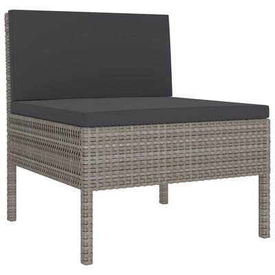 vidaXL Set Divani da Giardino 11 pz con Cuscini in Polyrattan Grigio