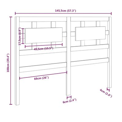 vidaXL Testiera per Letto 145,5x4x100 cm Legno Massello di Pino