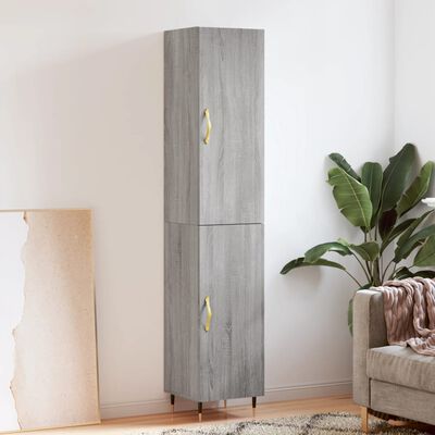 vidaXL Credenza Grigio Sonoma 34,5x34x180 cm in Legno Multistrato