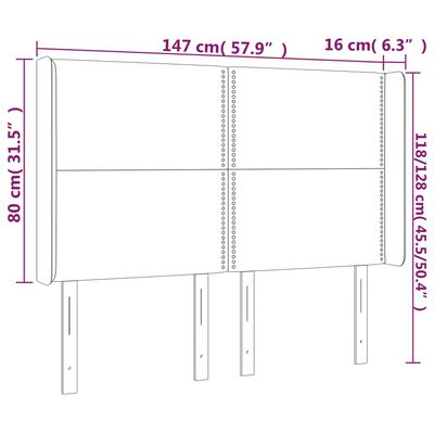 vidaXL Testiera a LED Grigio Chiaro 147x16x118/128 cm in Tessuto