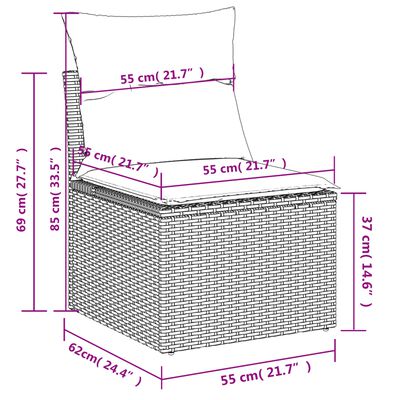 vidaXL Set Divano da Giardino 6pz con Cuscini Grigio Chiaro Polyrattan