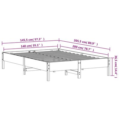 vidaXL Letto senza Materasso Bianco 140x200 cm Legno Massello di Pino