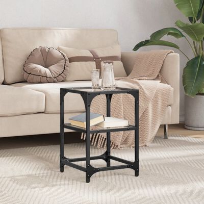 vidaXL Tavolino Salotto con Piano Vetro Trasparente 30x30x45cm Acciaio