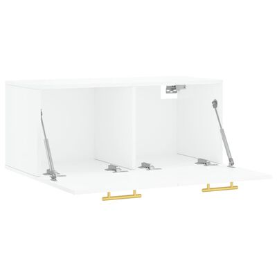 vidaXL Mobile a Parete Bianco Lucido 80x36,5x35 cm Legno Multistrato