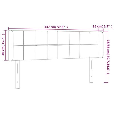 vidaXL Testiera a LED Crema 147x16x78/88 cm in Tessuto