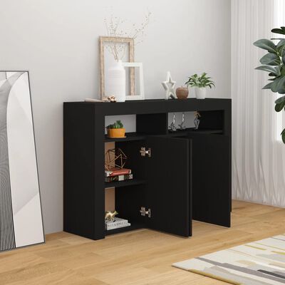 vidaXL Credenza con Luci LED Nera 115,5x30x75 cm