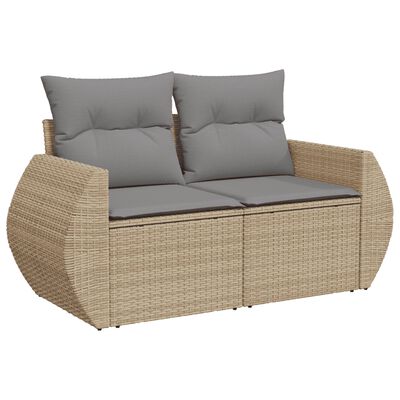 vidaXL Set Divano da Giardino 3 pz con Cuscini Beige in Polyrattan