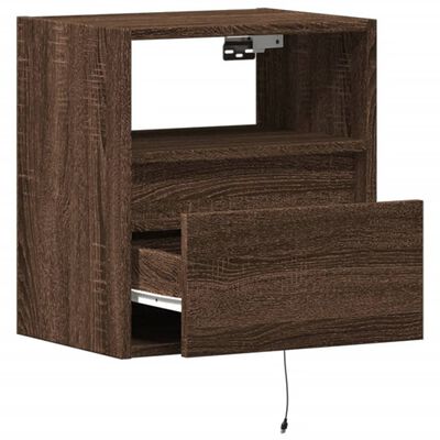 vidaXL Mobile TV a Parete con Luci LED Rovere Marrone 41x31x45 cm