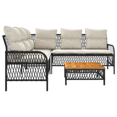 vidaXL Set Divani da Giardino 2 pz con Cuscini in Polyrattan Nero