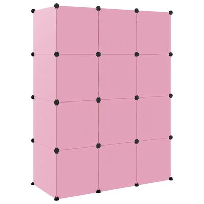 vidaXL Scaffale Portaoggetti per Bambini con 12 Cubi Rosa in PP