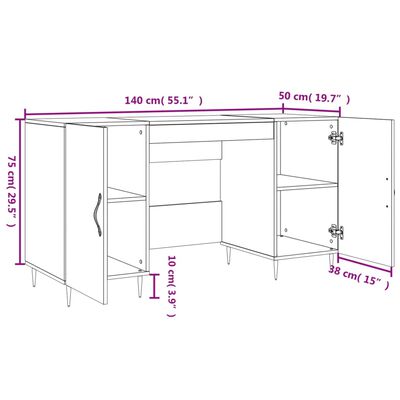 vidaXL Scrivania Nera 140x50x75 cm in Legno Multistrato