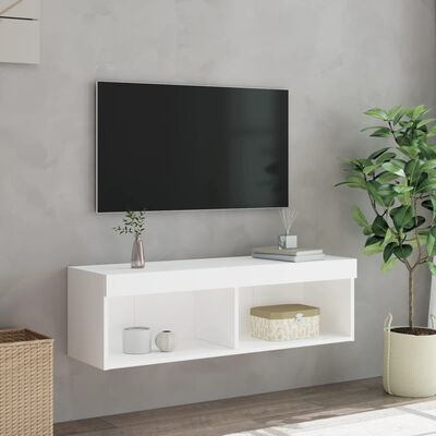 vidaXL Mobile Porta TV con Luci LED Bianco 100x30x30 cm