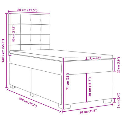 vidaXL Giroletto a Molle con Materasso Rosa 80x200 cm in Velluto