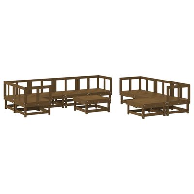 vidaXL Set Salotto da Giardino 10 pz in Legno Massello di Pino ambra