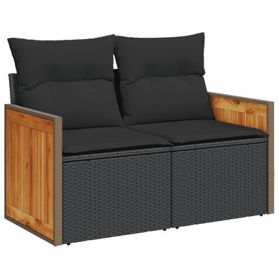 vidaXL Set Divani da Giardino 14pz con Cuscini in Polyrattan Nero